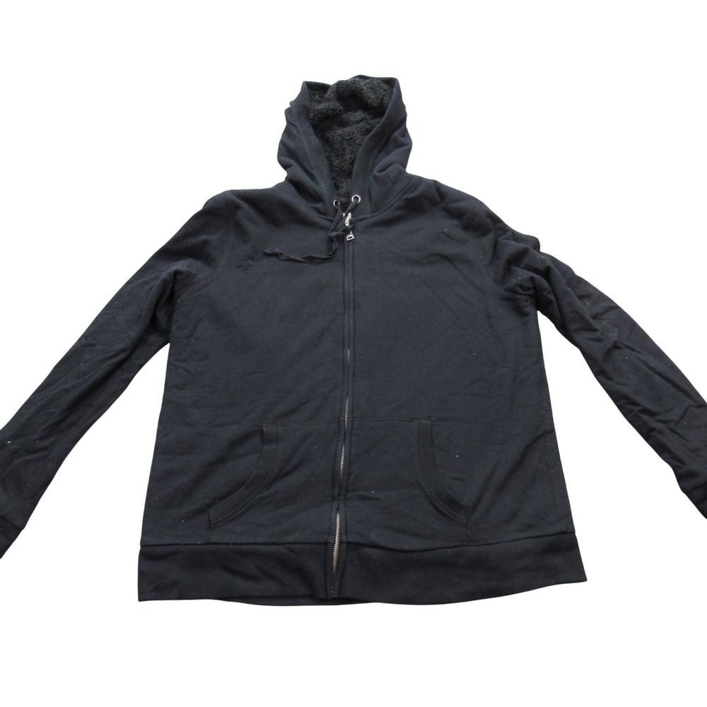 Sonoma Life Style Women's Black Full‎ Zip Fleece Lined Hoodie Jacket Size L